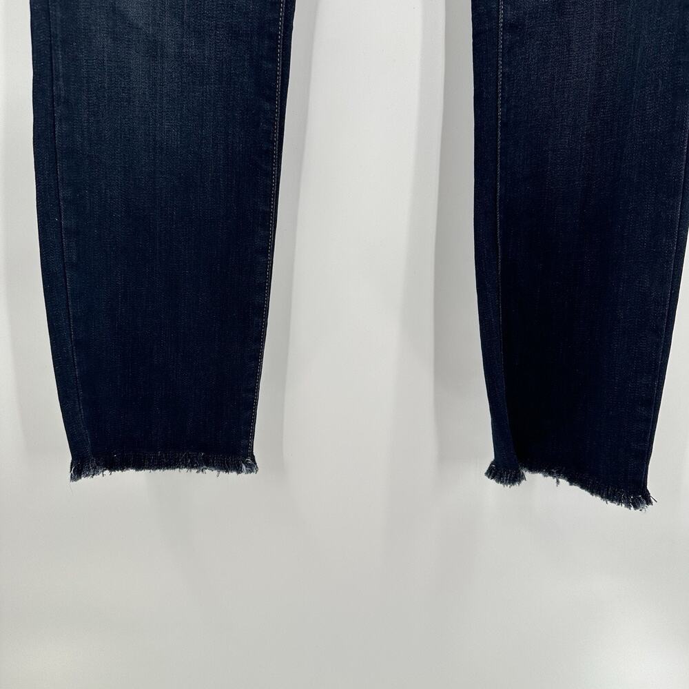 Eileen Fisher Jeans Womens 2 Dark Wash Straight Stretch Frayed hem Midrise‎ - Picture 3 of 14